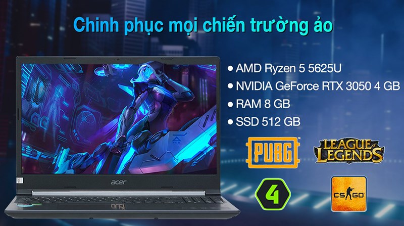Chip AMD Ryzen 5 5625U hiện đại, mạnh mẽ