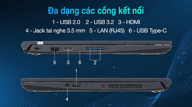 Cổng kết nối laptop Acer Aspire 7