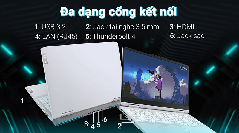 Cổng kết nối của laptop Lenovo Ideapad Gaming 3 