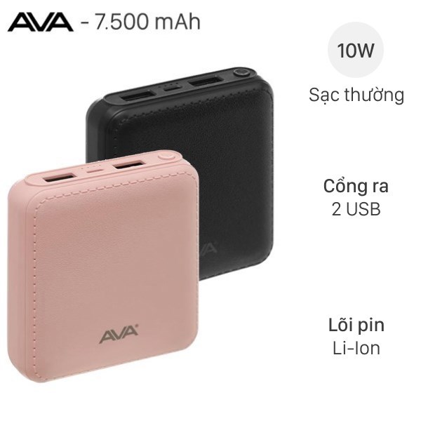 Pin sạc dự ph&ograve;ng 7500 mAh AVA DS004