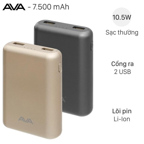 Pin sạc dự ph&ograve;ng 7.500 mAh AVA LA 10K-1