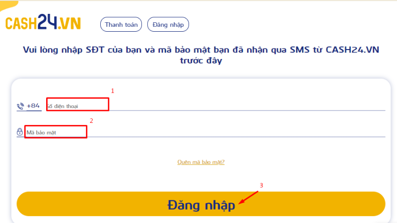 Tiến h&agrave;nh đăng nhập
