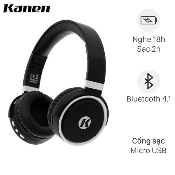 Tai nghe Bluetooth Kanen K6 Đen