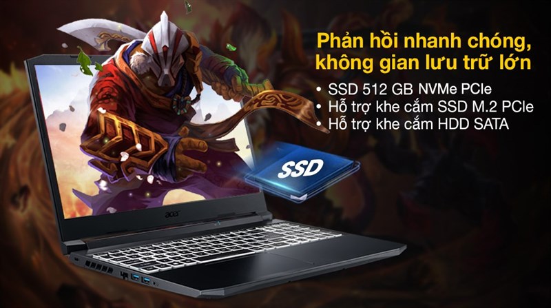 Acer Nitro 5 2021 có ưu thế trong việc nâng cấp ổ cứng