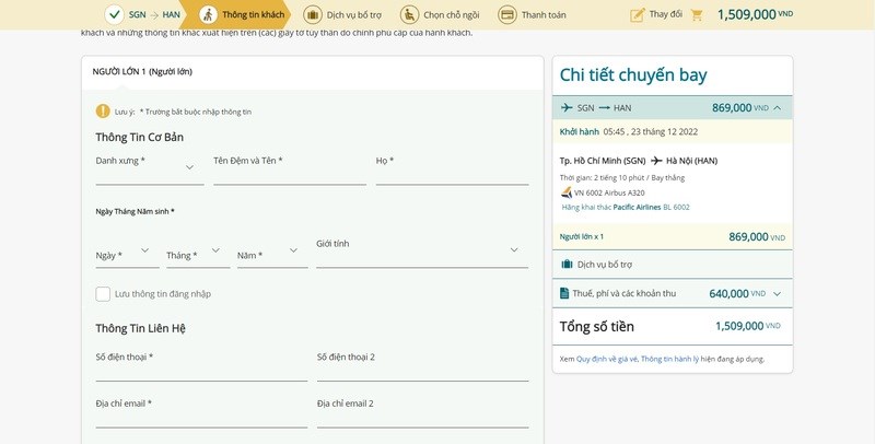 Nhập th&ocirc;ng tin c&aacute; nh&acirc;n