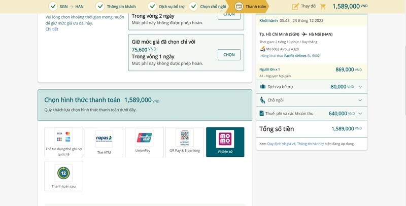 Chọn phương thức thanh to&aacute;n