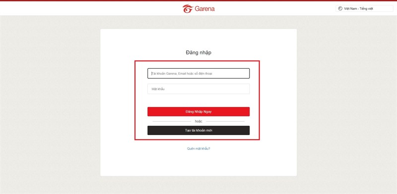 Đăng nhập Garena