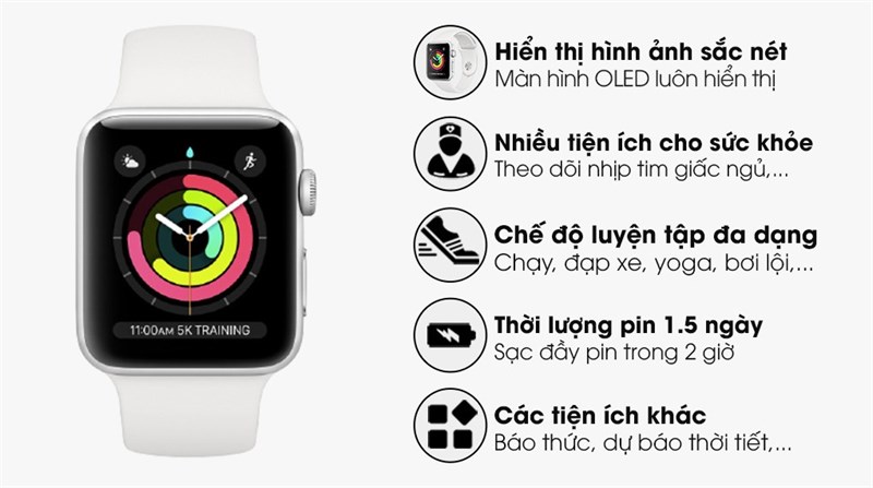 Apple Watch S3 GPS 38mm viền nhôm dây silicone