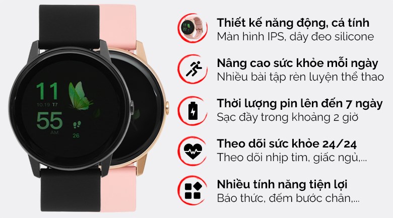 Đồng hồ thông minh BeU PT2 51mm Đen