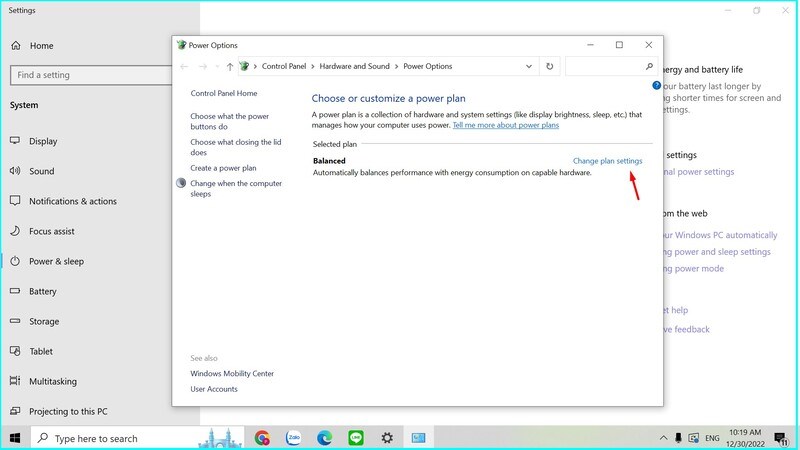  Chọn Change plan settings