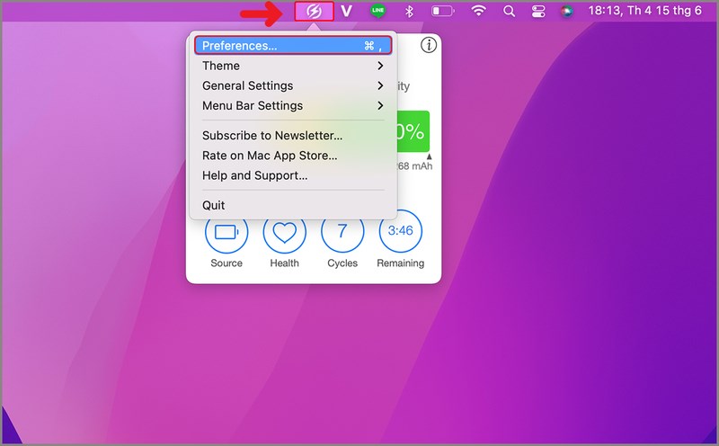 Ấn v&agrave;o biểu tượng sấm s&eacute;t