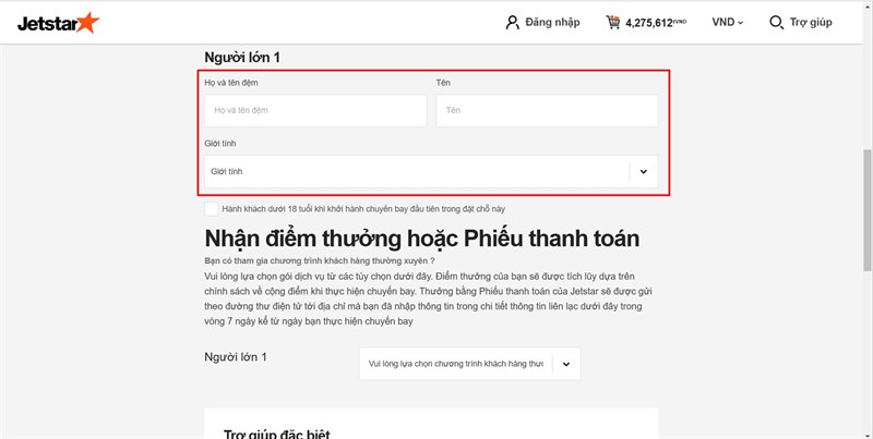 Nhập thông tin cá nhân