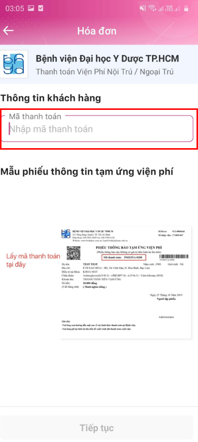 Nhập m&atilde; thanh to&aacute;n