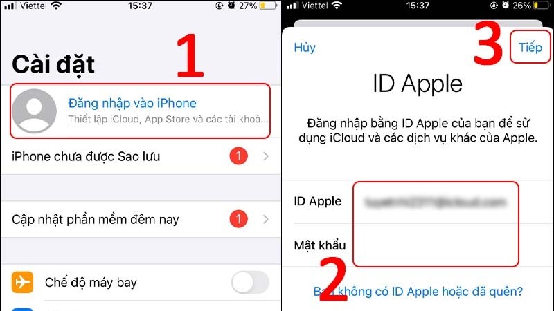Hoàn tất quá trình Đăng nhập vào iPhone bằng tài khoản ID Apple