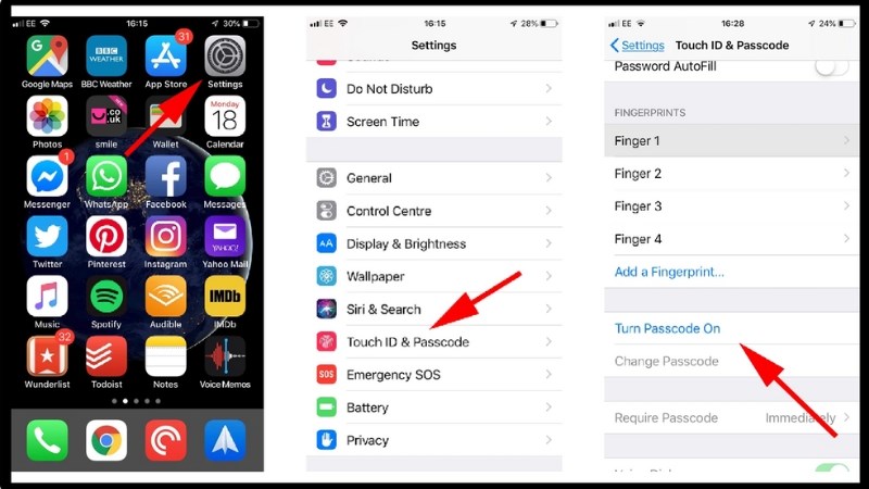 Cài đặt passcode trên iPhone Cài đặt Passcode trên iPhone