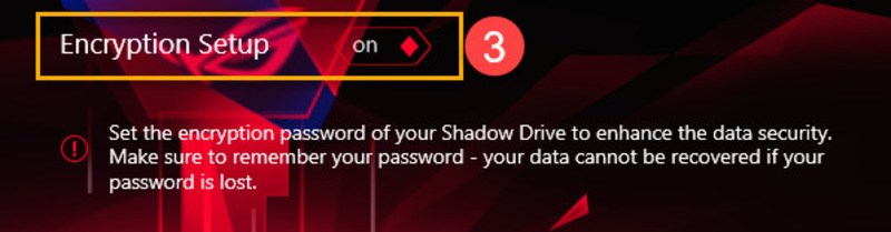 Trong l&uacute;c Encryption Setup mở, nhấp tắt