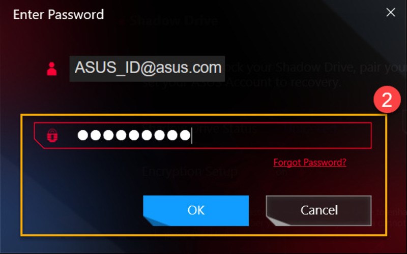 Nhập t&agrave;i khoản/mật khẩu ASUS của bạn