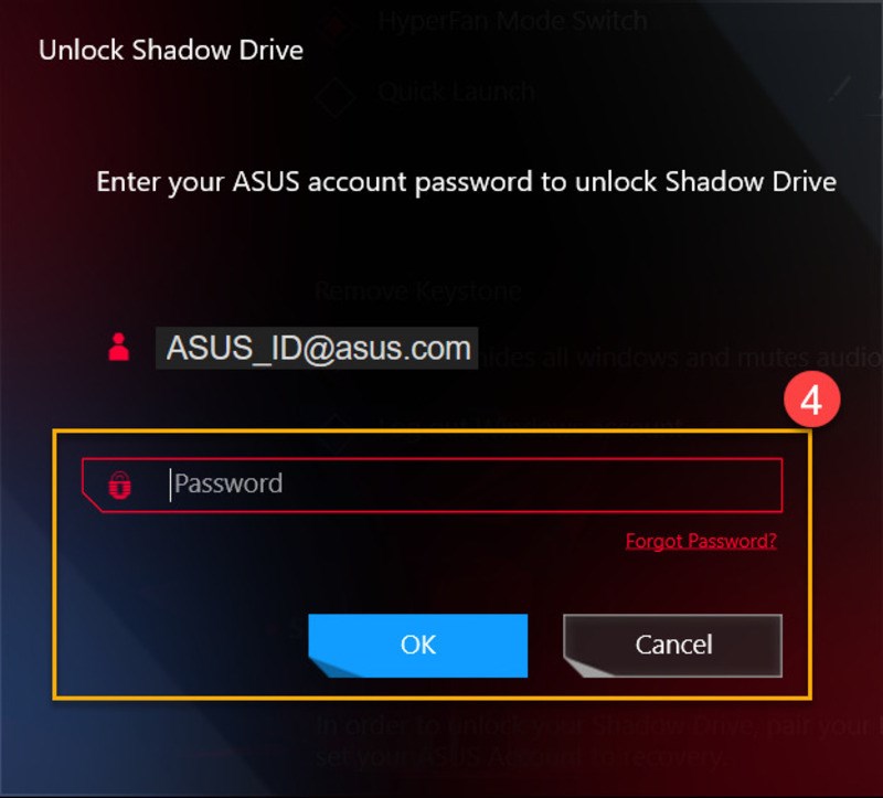  Nhập t&agrave;i khoản v&agrave; mật khẩu ASUS