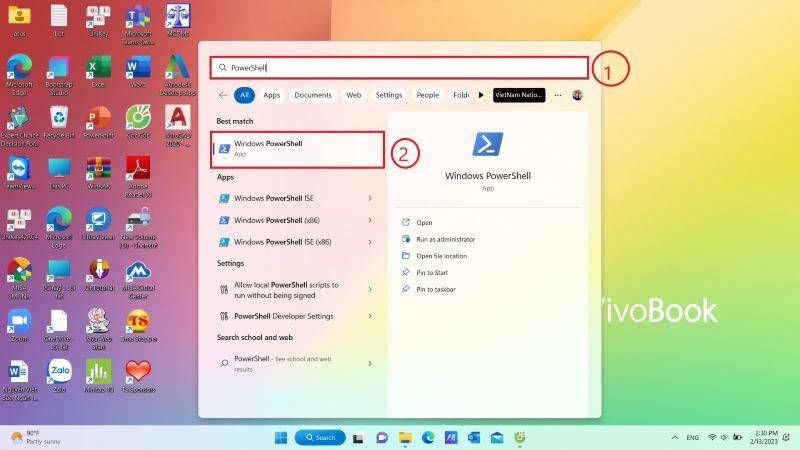 Mở Windows PowerShell (Admin)