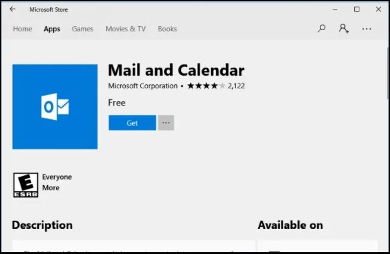 T&igrave;m ứng dụng Mail trong Microsoft Store