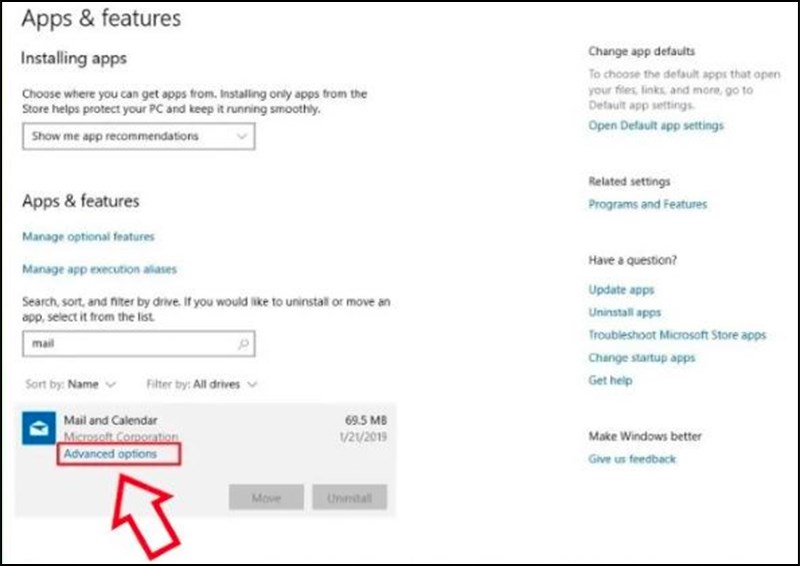 Chọn Advanced options