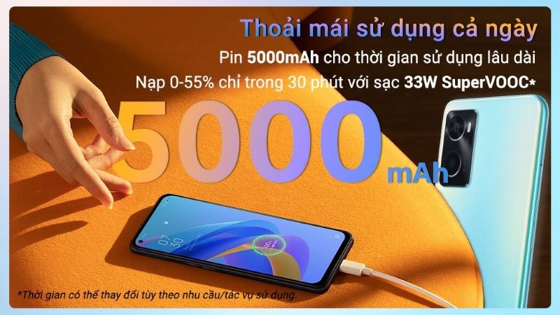 Thoải mái dùng cả ngày với pin 5000 mAh và sạc nhanh 33 W Thoải mái dùng cả ngày với pin 5000 mAh và sạc nhanh 33 W