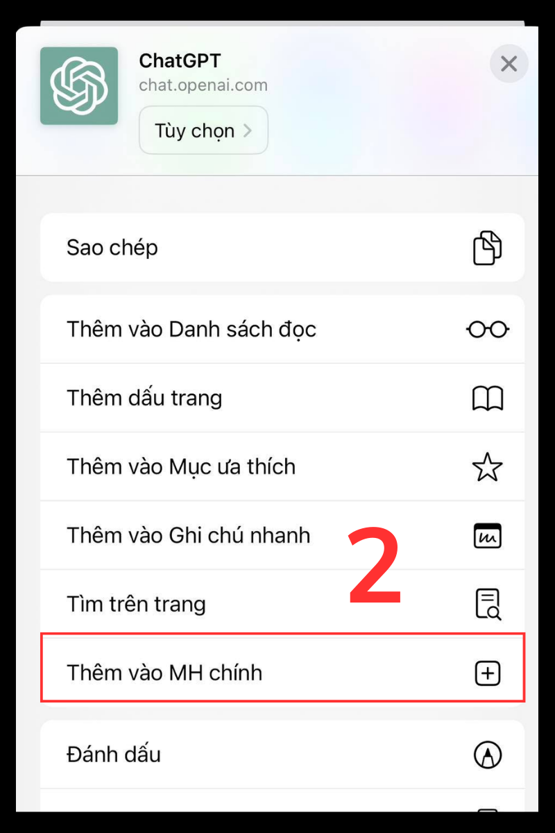 Thêm vào MH chính