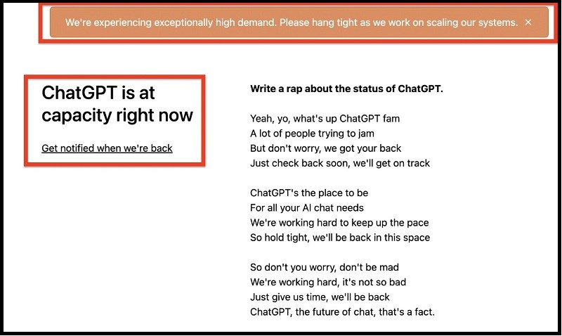 Lỗi ChatGPT is at capacity right now
