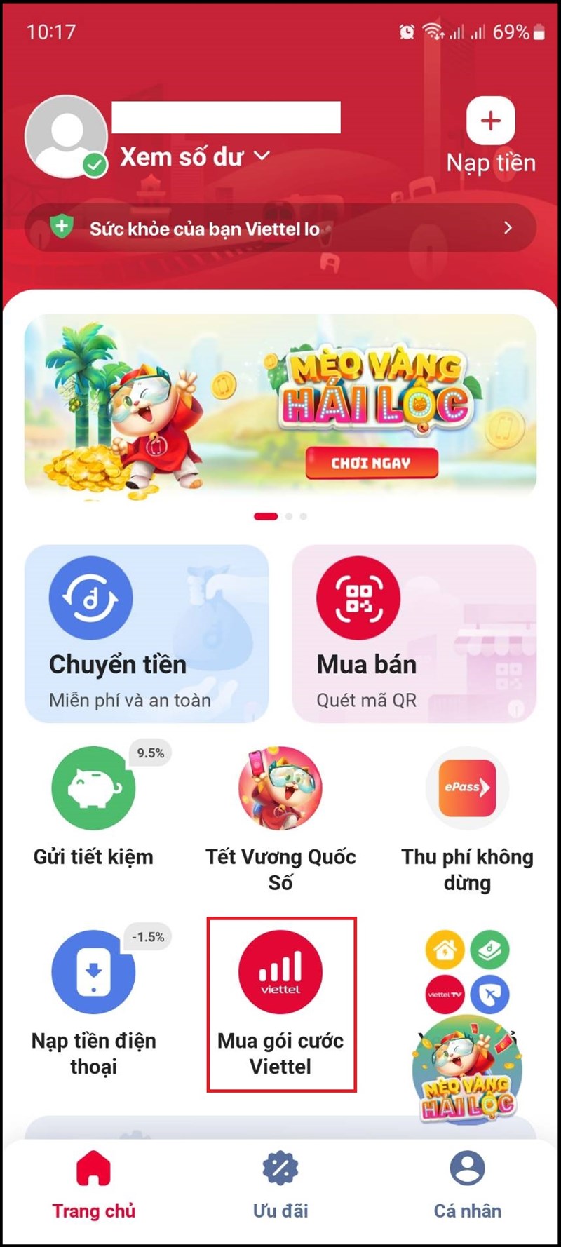 Chọn mua gói cước Viettel