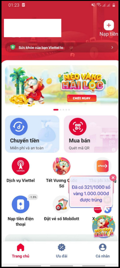 Đăng nhập vào Viettel Money