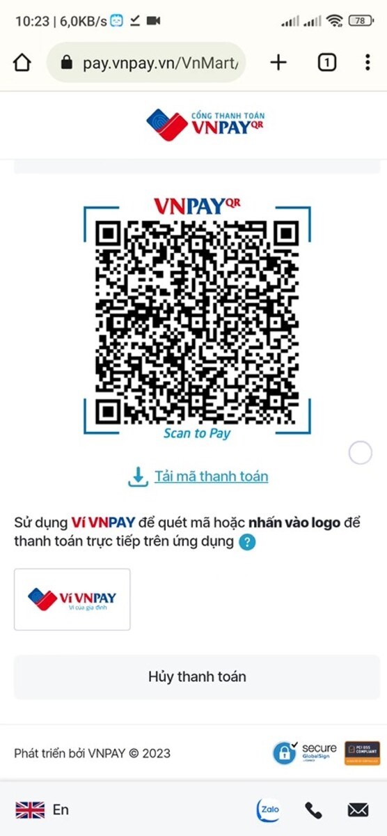 Quét mã QR hoặc nhấn vào logo