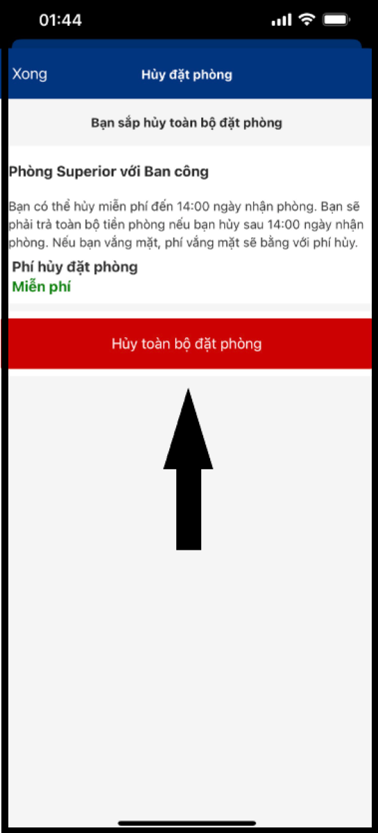 Hủy to&agrave;n bộ đặt ph&ograve;ng