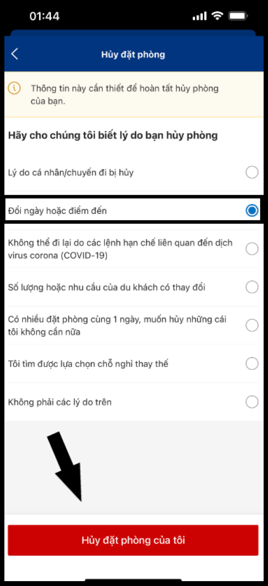  Hủy đặt ph&ograve;ng của t&ocirc;i