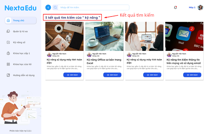 G&otilde; th&ocirc;ng tin kh&oacute;a học v&agrave;o thanh t&igrave;m kiếm