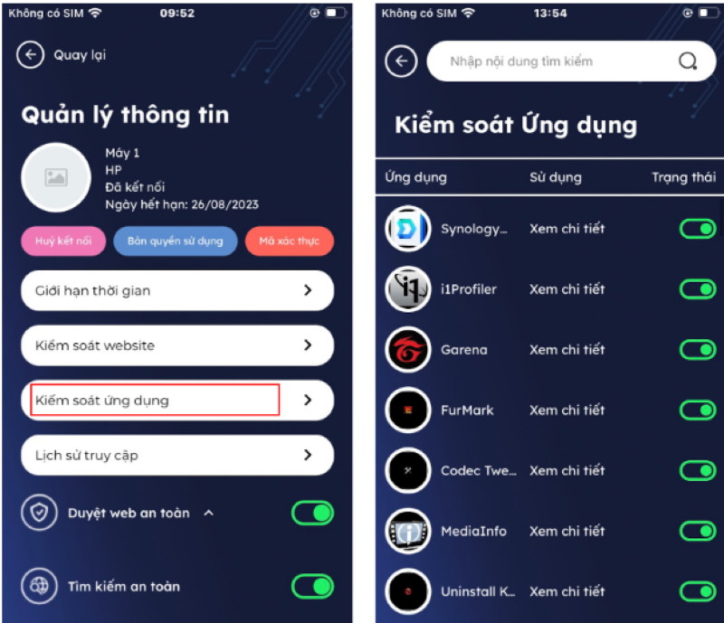 Người d&ugrave;ng c&oacute; thể t&ugrave;y chỉnh cho ph&eacute;p hoặc chặn sử dụng ứng dụng