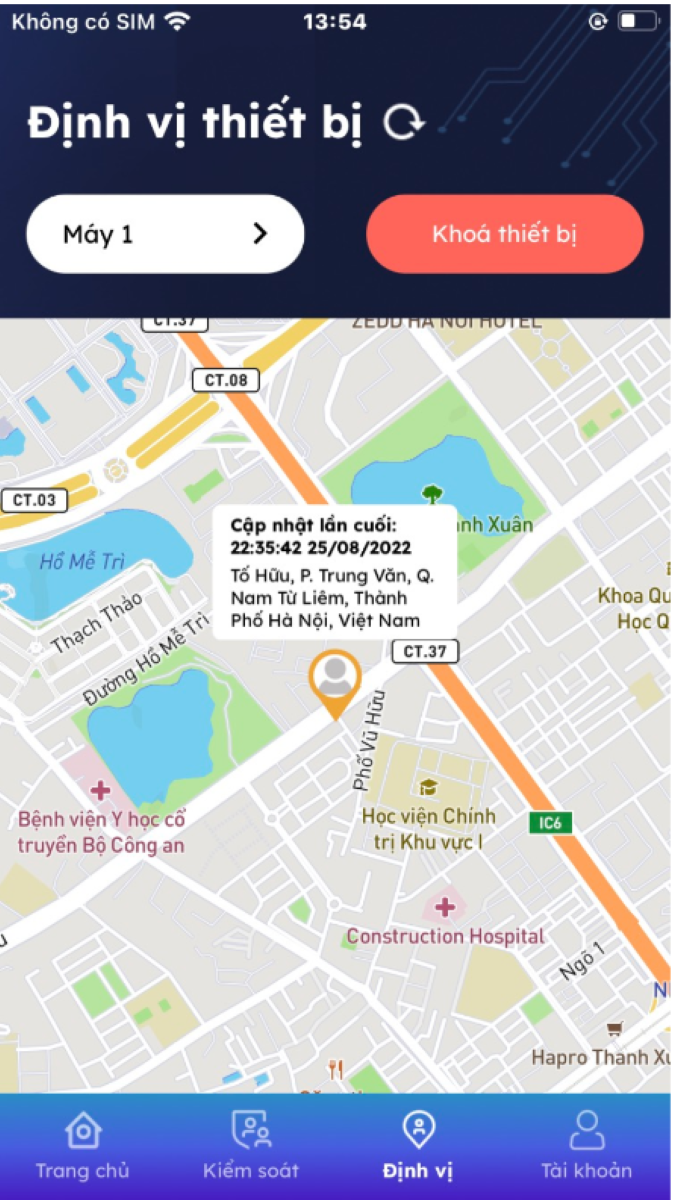 T&igrave;m v&agrave; nhấn v&agrave;o mục "Định vị"