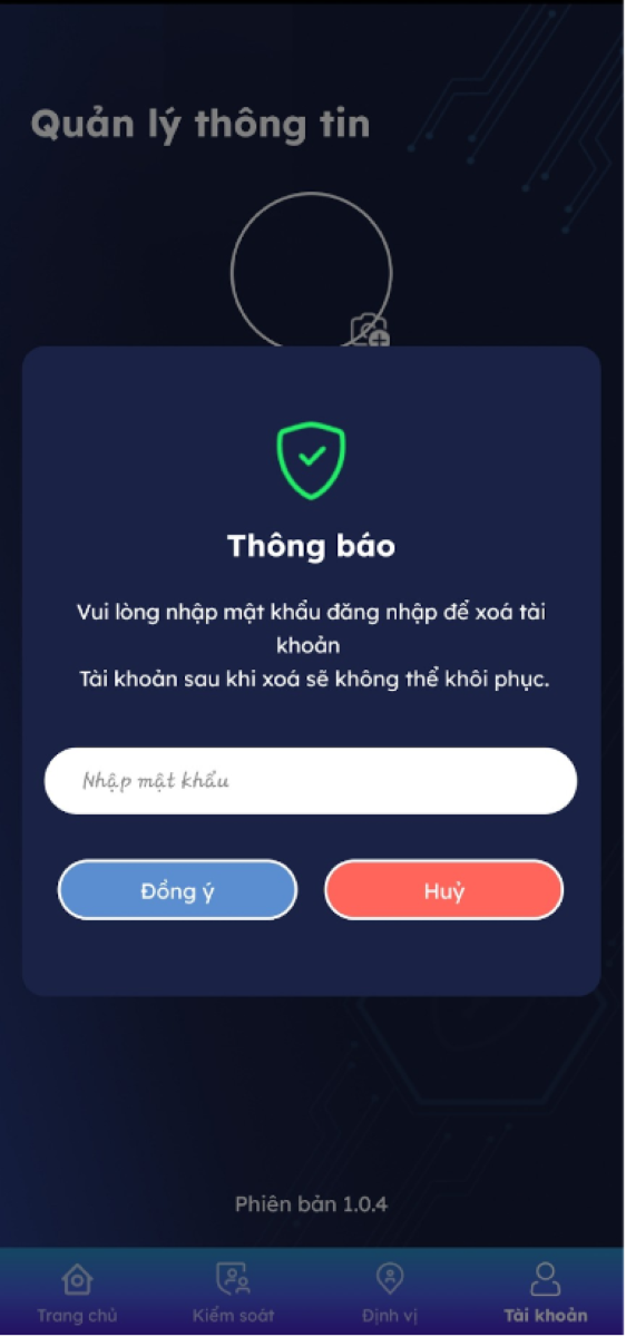 Hệ thống sẽ gửi th&ocirc;ng b&aacute;o v&agrave; y&ecirc;u cầu nhập mật khẩu của t&agrave;i khoản để x&aacute;c nhận