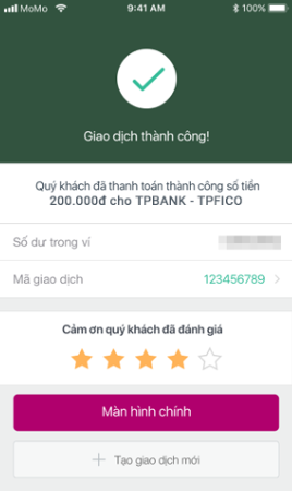 Giao dịch thành công Giao dịch thành công