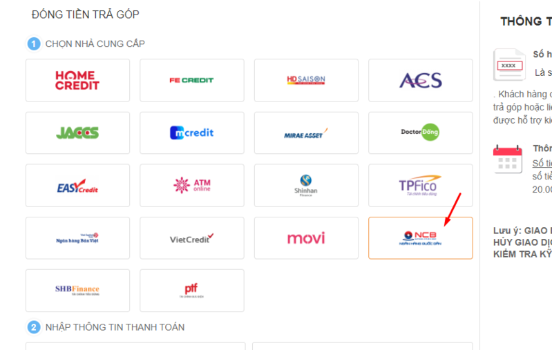 Truy cập v&agrave;o mục dịch vụ tiện &iacute;ch