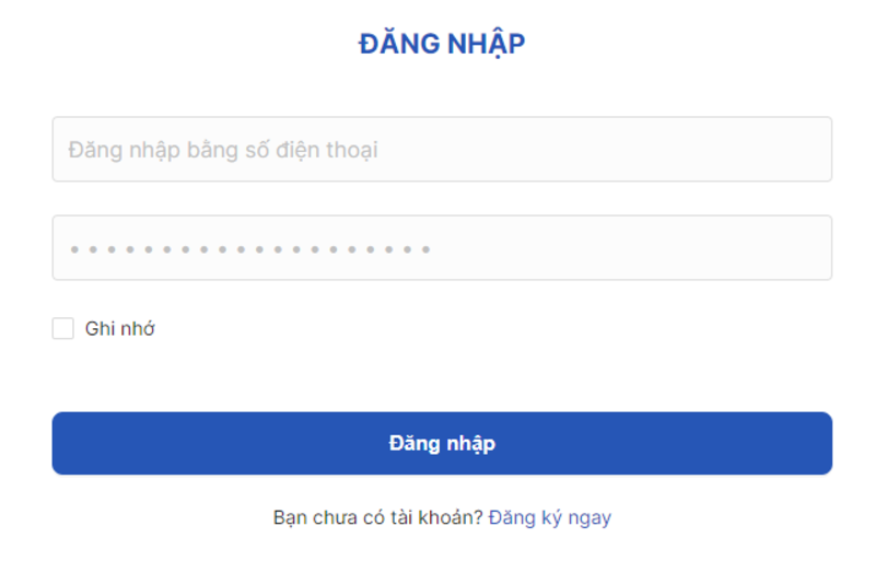 Nhập thông tin vào ô đăng nhập