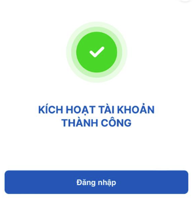 Kích hoạt tài khoản thành công