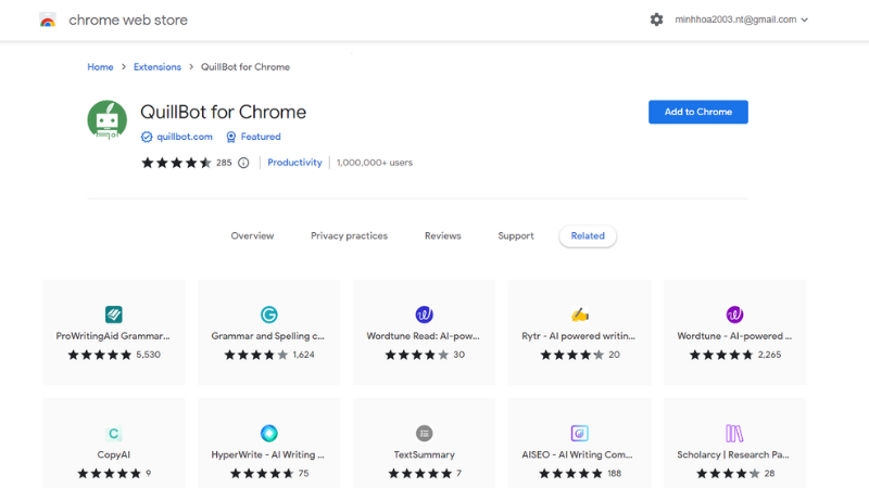 giao diện khi c&agrave;i đặt Quillbot