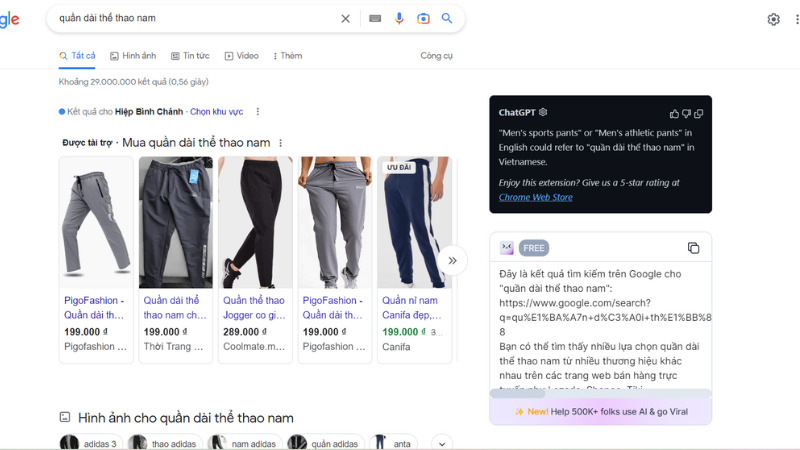 giao diện khi sử dụng ChatGPT by OpenAI