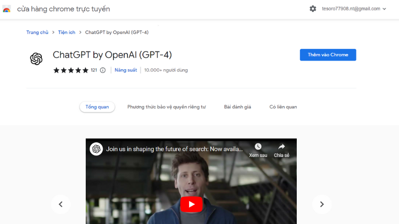 Giao diện tiện &iacute;ch ChatGPT by OpenAI