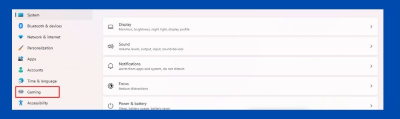 Chọn vào mục Gaming