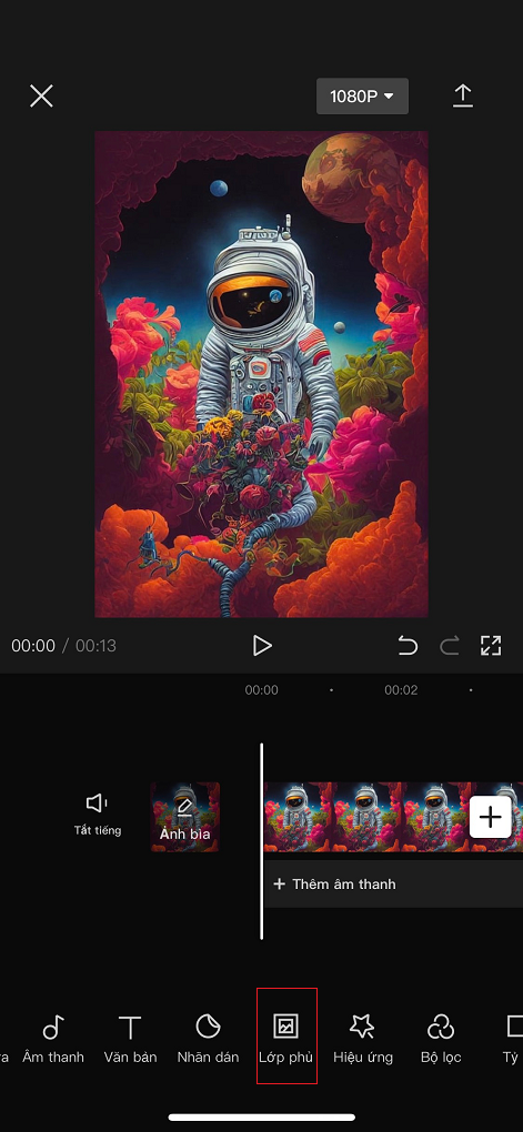 Chọn lớp phủ tại thanh công cụ. Chọn lớp phủ tại thanh công cụ.