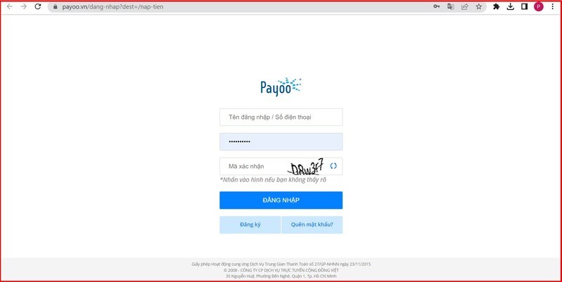 Giao diện đăng nhập