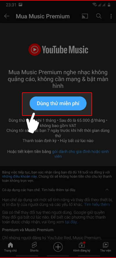 Chọn Dùng thử miễn phí