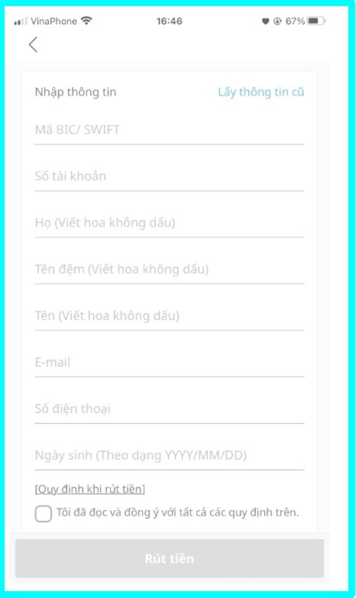  Điền th&ocirc;ng tin