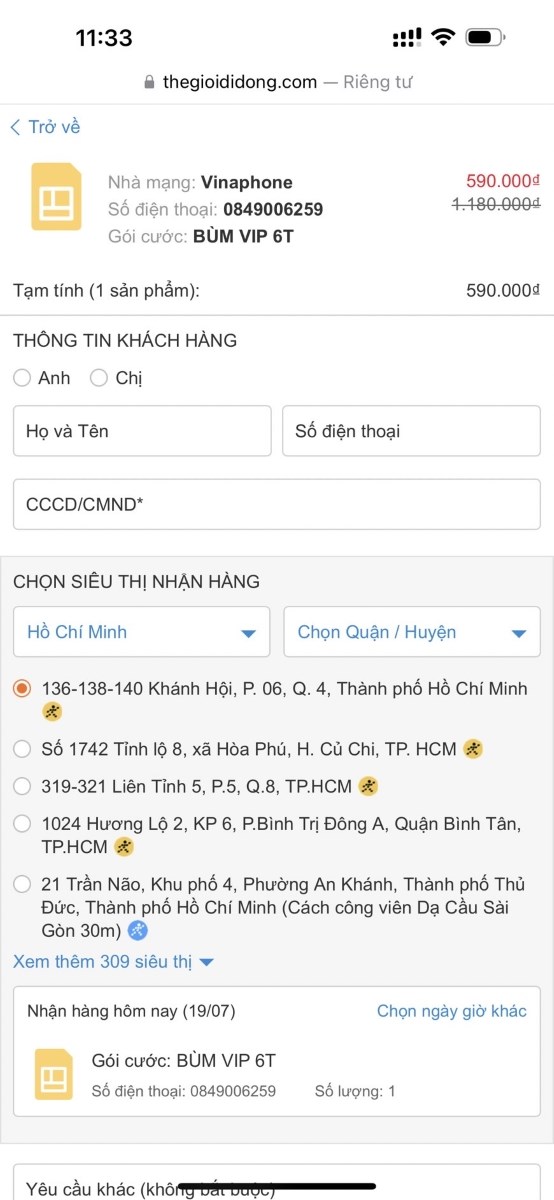 Nhập th&ocirc;ng tin đơn h&agrave;ng